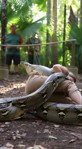 Giant Python Wraps Around Woman During Shocking Wildlife Encounter #python #wildlife #animals