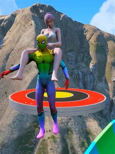 Spiderman Plays Water Slides and Falls