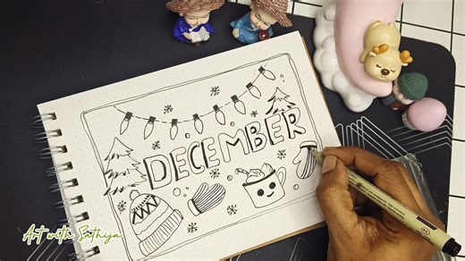 December Doodle Art | Winter & Christmas Theme Easy Doodle Drawing | Beginner Friendly