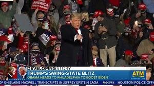 15K views · 243 reactions | RACE FOR 2020: With less than two weeks until Election Day, President Trump held a rally in Pennsylvania Tuesday where he said the U.S. is "rounding the turn on the pandemic," though 31 states are in the "red zone" according to the White House. And today, former President Obama will campaign in Pennsylvania for Joe Biden. ABC's Faith Abubey reports. | World News Now | Facebook