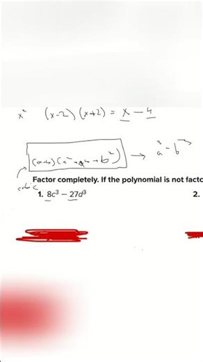 Algebra Explained: A Cubed Minus B Cubed Formula #shorts