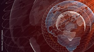 Earth map digital connection and social network. Global world Business finance and crypto currency web 3.0. Matrix of Binary Codes Circuitry Lines for Big Data and Artificial Intelligence Technology