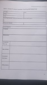 Day 4: Grade R Mathematics Lesson Plan TemplateTerm: Date: ... | Filo