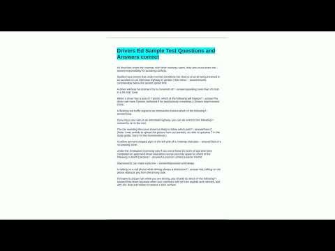 Drivers Ed Sample Test Questions and Answers correct14