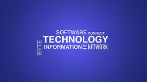 Technology word cloud Blue background animation