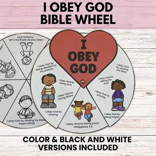 I Obey God Bible Wheel Craft Lesson, Obey God Bible Lesson Craft for Children's Church, Sunday School Lesson Printable Preschool Kids Craft - Etsy