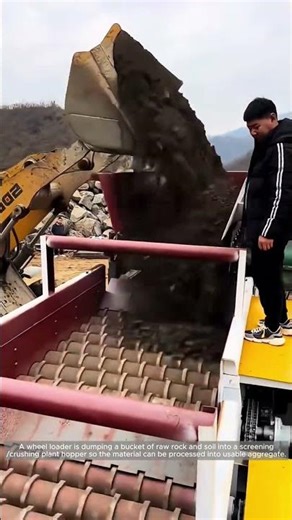 Loader Feeding a Rock Screening Plant