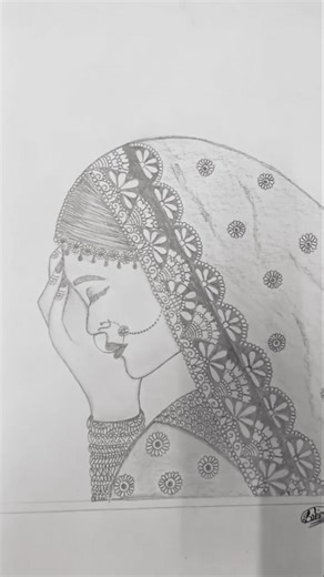 Emotional Bride Sketch | Traditional Indian Woman Drawing ❤️💫#sketch#art#shorts#viral