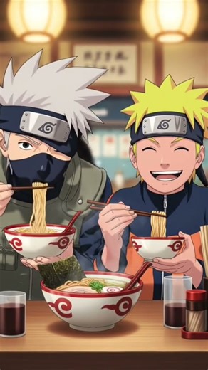 kakashi eating noodles with naruto #kakashi gamer