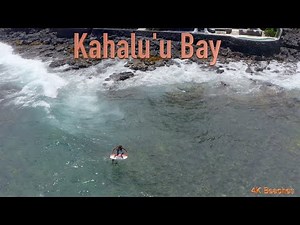 Kahalu'u Bay, Surfing, Snorkling, Foilboard, Kona Hawaii, Coastline, 4K Drone Footage