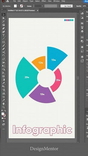 How to create Percentage Infographic in Adobe Illustrator #illustrator | DesignMentor