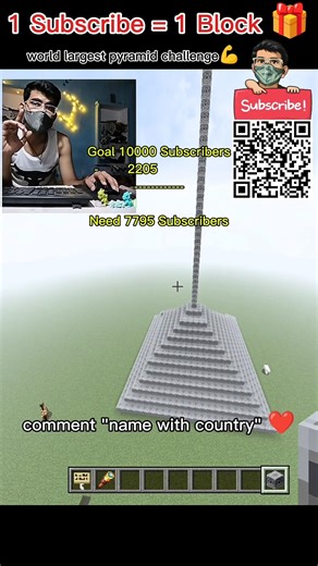 1 Sub = 1 Block 😳 Pyramid Challenge STARTS! | Hour 0 🧱🔥 #1Sub1Block #Minecraft #Gaming #Shorts