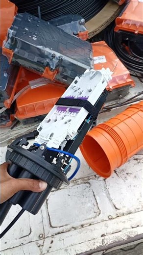 This is what a fiber optic splice box looks like inside. #internet