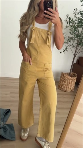 Niccola Knot Strap Overalls - Mustard