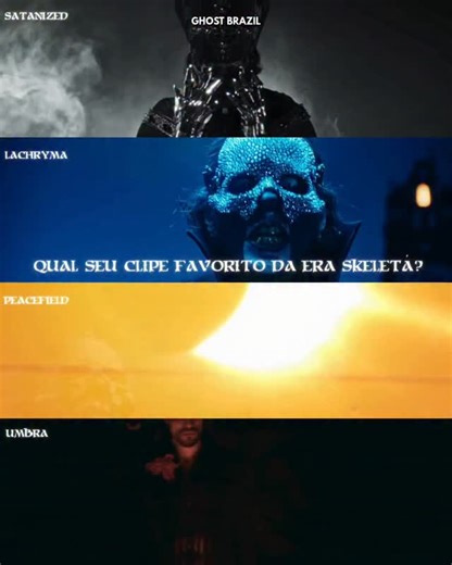 GHOST BRAZIL on Instagram: "Comenta aí! Hora da verdade: dos 4 clipes que já saíram na era Skeletá, agora com Umbra, qual é o seu favorito? Ps: Para esse post, não consideramos o trecho de Cenotaph do Chapter 23 exclusivamente dedicado a ser um clipe completo e oficial, mas fique à vontade para escolher ele! Sigam @ghost.brazil para mais! #thebandghost #skeleta"