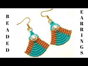 DIY beaded earrings. How to make earrings -easy way -simple beaded pattern