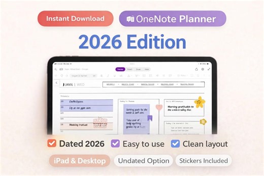 Onenote Digital Planner 2026 Dated | Soft Pastel Planner | Daily Weekly Monthly Planner | iPad Desktop | Instant Download - Etsy UK