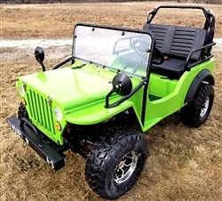 Lime Green Mini Gas Golf Cart jeep Mini Truck ELITE Edition - Lifted With Custom Rims And Fender Flares - EliteMini-LimeGreen