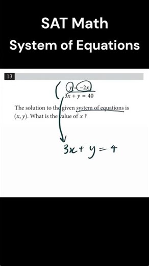 SAT Math : System of Equations #shorts #maths #SAT
