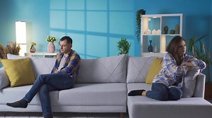 Unhappy woman and man having problems in their marriage, feeling disappointed, helpless and lost hope in marriage.