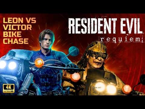 Resident Evil Requiem Leon vs Victor Gideon Bike Scene Fight Scene Bike Chase Dr Victor & Leon RE 9