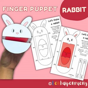 Rabbit Finger Puppet Crafts, Printable Craft & Coloring Page Puppet