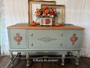 Antique Buffet/vintage Buffet/antique Sideboard/jacobean Buffet/antique Credenza/painted Buffet/green Buffet/refinished Buffet/tv Console - Etsy