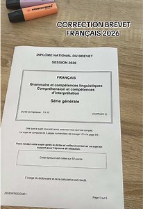 Voici la correction complète du sujet de Français du brevet de ce matin 📚 Vous avez réussi ? 🙏🏽 #brevet2026