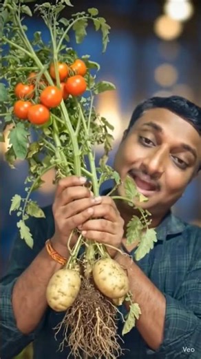 एका झाडाला टोमॅटो व बटाटे लागले ले कधी आपण पाहिले आहे का 😮😳 #viral #shorts #foodvlog #agriculture