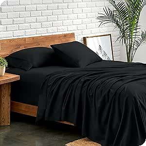 Bare Home Full XL Sheet Set - 1800 Ultra-Soft Microfiber Full Extra Long Bed Sheets - Double Brushed - Deep Pockets - Easy Fit - 4 Piece Set - Bedding Sheets & Pillowcases (Full XL, Black)