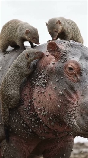 The Hippo Emerged From the Water… Then This Happened #mongoose #hippo #animalfacts #wildlife
