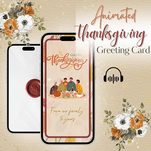 Animated Family Thanksgiving Greeting Card | Autumn Gratitude Card MP4 | Instant Digital Download | Tg30 - Etsy