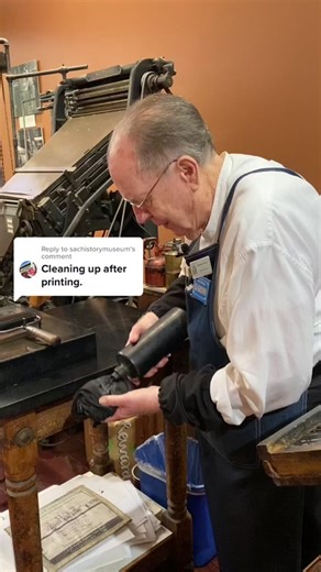 Replying to @sachistorymuseum Our cleaning process after we are done letterpress printing any type, woodcut, halftone, electrotype, or photo engraving. Essentially, anything that gets ink on it has to be cleaned. We use 1K kerosene as a solvent for cleaning. #SacHistoryMuseum #museum #printingpress #letterpress #cleantok #cleaningtiktok #cleaning
