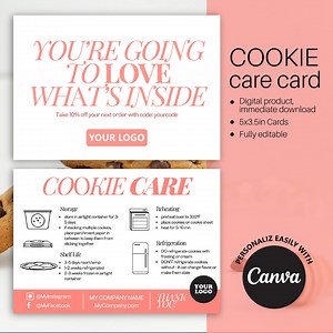 Cookie Care Card, Canva Template Easy to Edit and Personalize - Etsy