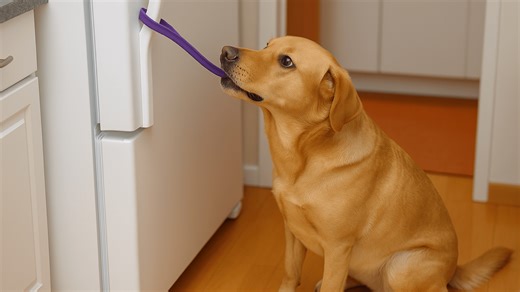 Dog opens fridge like midnight snack expert