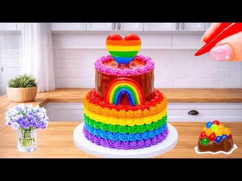 Mini Rainbow Chocolate Drip Cake 🌈Satisfying Miniature Rainbow Jelly Cake by Sweet Cakes