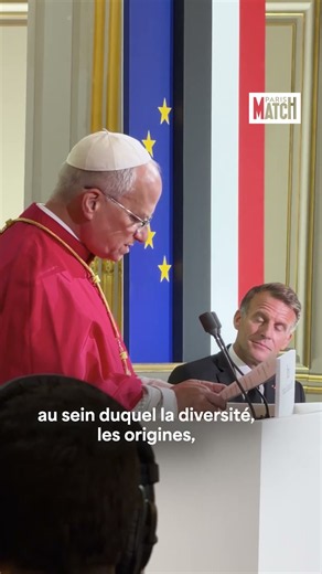 À l’Élysée, le pape Léon XIV prononce son discours en français face à Emmanuel Macron 🇫🇷