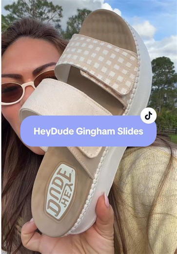 These Hey Dude Delray Gingham Slides are the cutest spring-to-summer slip-ons 🌸 Lightweight, comfy, and the gingham print makes every outfit look instantly put together. Perfect for school drop-offs, errands, or beach days when you want effortless style and all-day comfort. @HeyDude #heydudeshoes #ginghamstyle #TikTokShopSpringGlowUp #RefreshedLook #springbreak