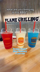 pair your Whopper with a Frozen Fanta® Wild Cherry, Vanilla Milkshake or Frozen Fanta® Blue Raspberry today 😍 #bbq #drinks #milkshake #independenceday #4thofjuly | Burger King
