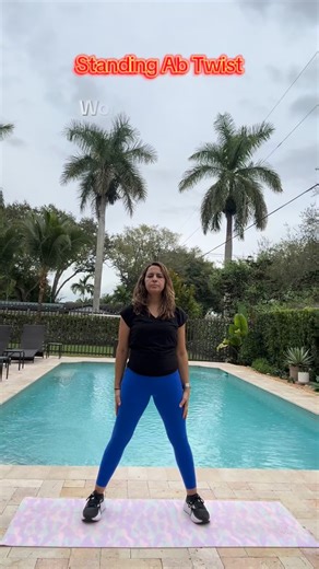 Standing Ab Twist-Here’s a simple core exercise you can do anywhere. Make sure that your belly is pushed toward your spine.#exercises #core #getfit #corecore #michifitbits #fitnessmotivation #fitnesslife #exercisemotivation #fitnesslife #fitmom #ﬁtness #fitnesslife | Michelle Salom