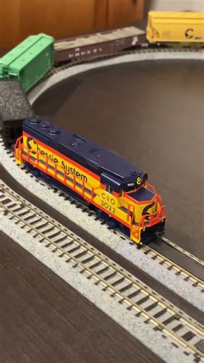 N scale small layout switches and kato track and chessies trains with cabooses #train #modeltrains
