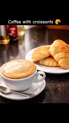 coffee with croissants 🥐#shorts #shortvideo #viral