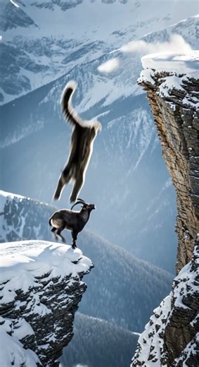 Snow Leopard Dives Off Cliff, Crashing into Icy Waters Stunningly Fast #wildlife #nature #adventure