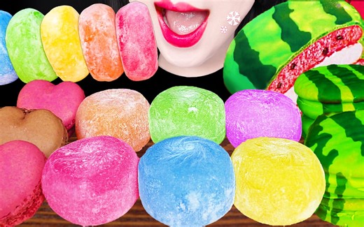 Jane ASMR RAINBOW MOCHI RICE CAKES EATING