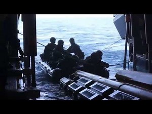 Marines launch and recover RHIBs from USS Freedom (LCS 1)