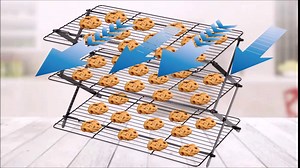 3-Tier Collapsible Cooling Rack Expandable & Collapsible Cookie Wire Baking Foldable Cooling Racks Premium Quality And Sturdy Legs Ideal For Baking Supplies, 10''x16''x12'', Black