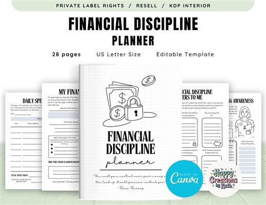 PLR / Resell Financial Discipline Planner for Commercial Use, Printable and Editable Template | Money Habits Planner - Etsy