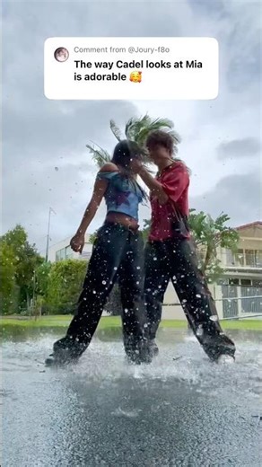 WE DANCED IN A PUDDLE TO TYLAS VIRAL SONG ‘CHANEL’! 🥰🥹😭 #shorts #couple #cadelandmia