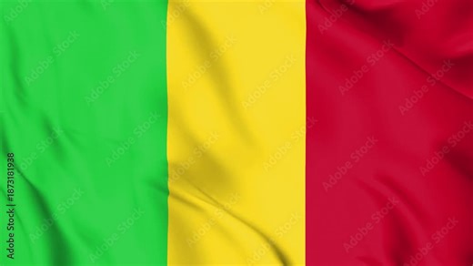 Realistic Mali Flag Waving, 4K Loop, West Africa Political & National Symbol