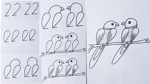 439K views · 12K reactions | How to turn number 2222 into love birds for kids | Parrot drawing very easy | Easy drawing with number 2222 | Priyanka creative guru | Facebook